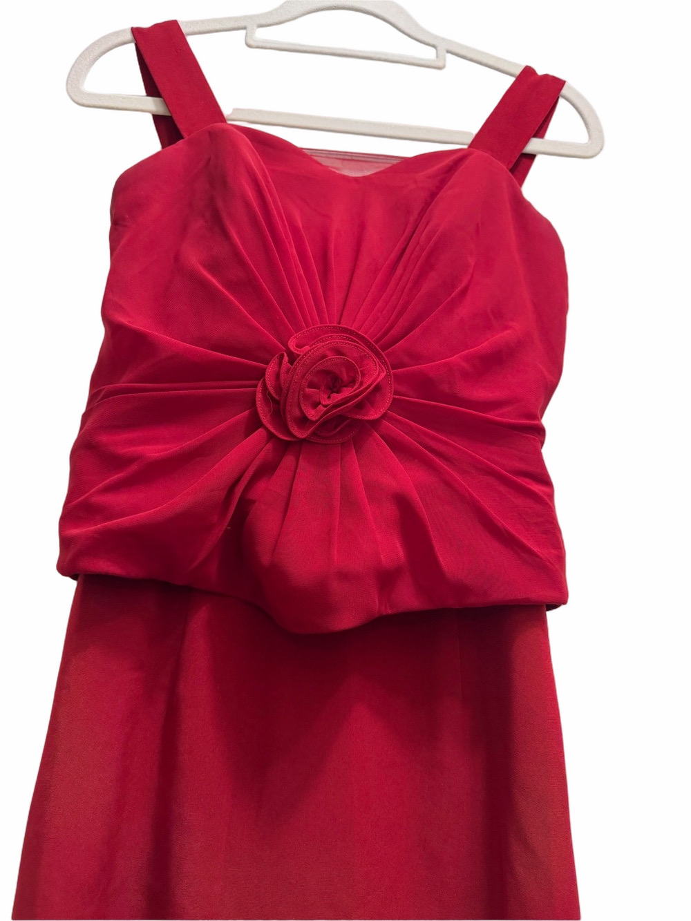 Mac Duggal Red Dress With Cropped Jacket Size 6 W/ Detailed Embroidered Roses - Picture 4 of 16